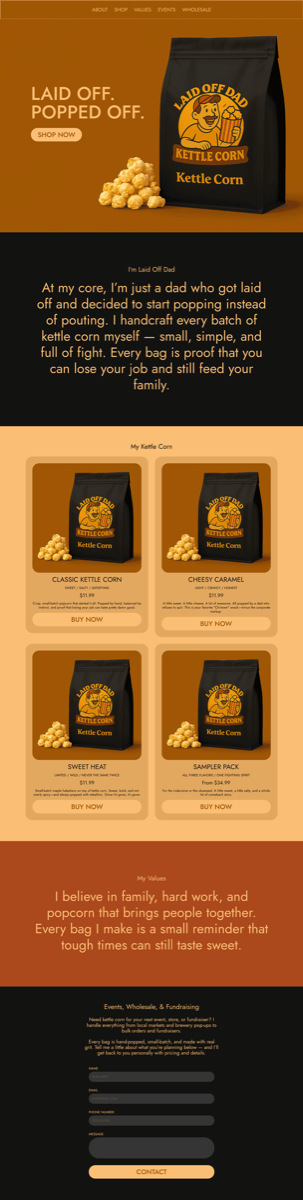E-commerce Shopify website design example - Kettle Corn