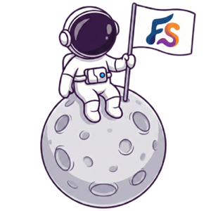 Astronaut planting Foundersites flag on the moon
